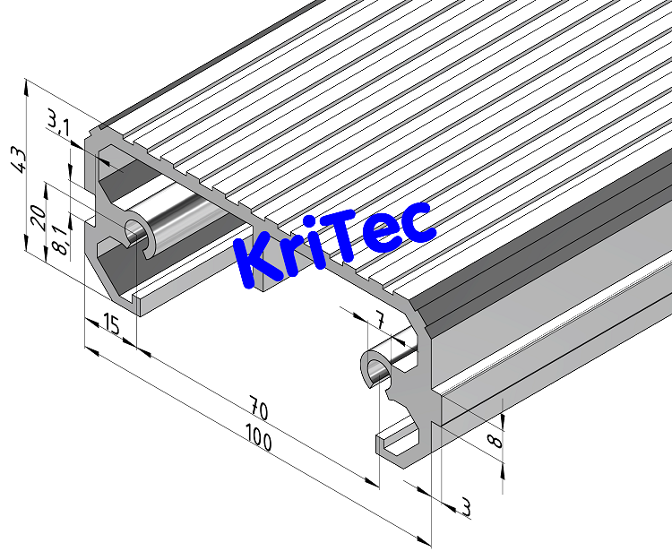 KriTec Treppenstufenprofil 100x43