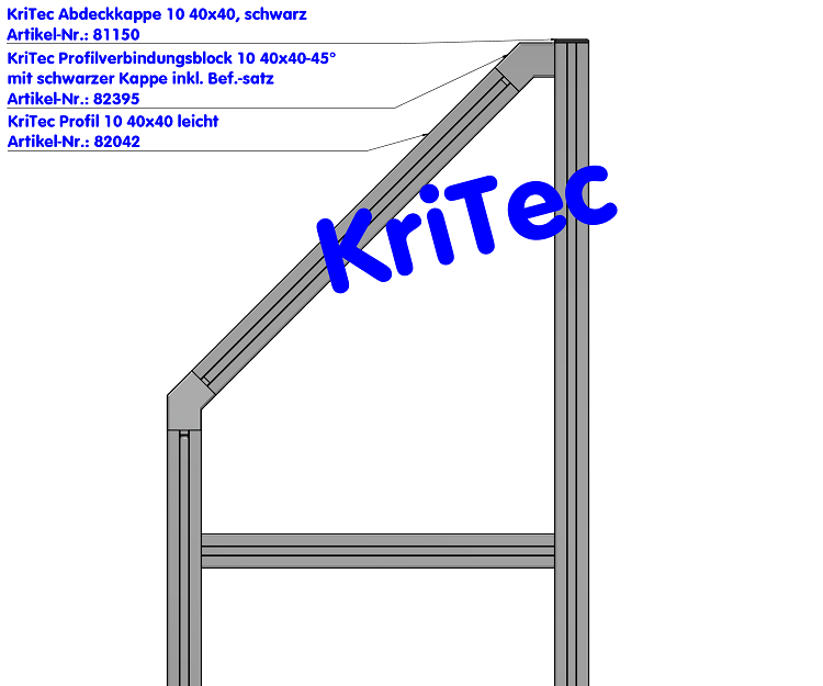 KriTec Diagonalstrebe 10 40x40-45° - 250mm