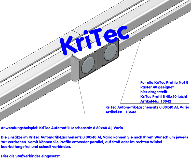 KriTec Automatik-Laschensatz 8 80x40 Al, Vario