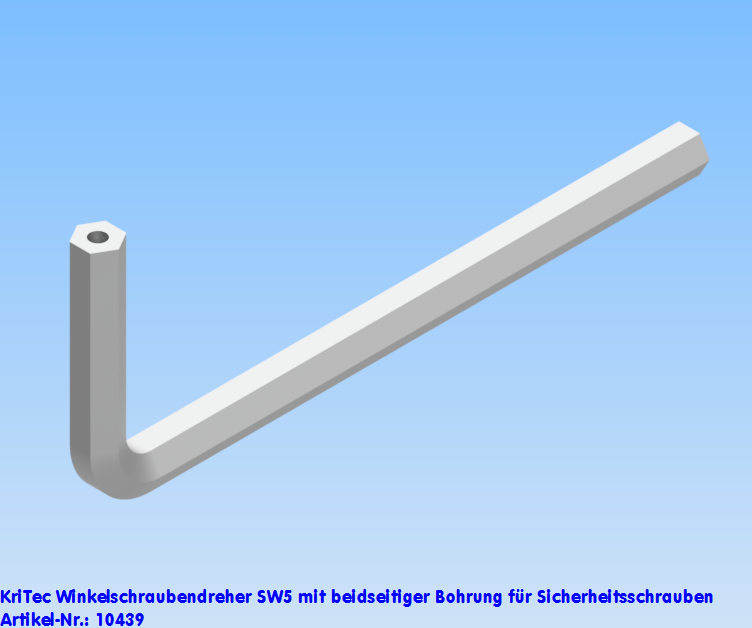 KriTec Winkelschraubendreher SW5 mit beidseitiger Bohrung für Sicherheitsschrauben