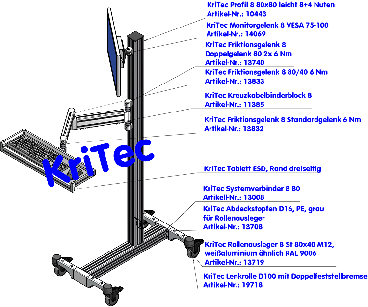 KriTec Profil 8 80x80 leicht 8+4 Nuten