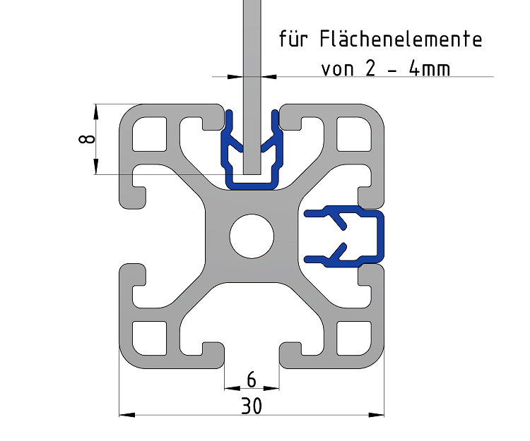 KriTec Abdeck- und Einfassprofil 6 Raster 30, blau