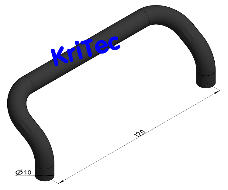 KriTec Handgriff Al 120 gebogen, schwarz und silber