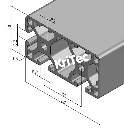 KriTec Profil 6 60x30 3N 90° leicht
