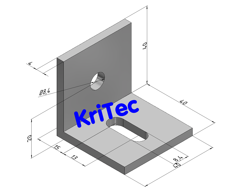 KriTec Winkel 8 Al 40x40x40x4 mit Langloch einseitig