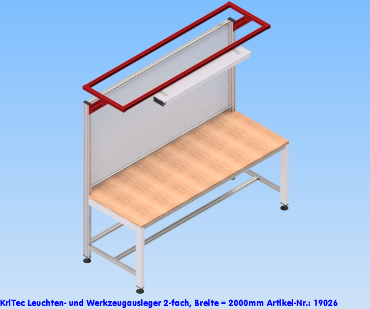 KriTec Leuchten- und Werkzeugausleger 2-fach, Breite = 2000mm