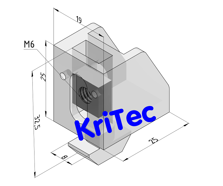 KriTec Befestigungsblock 8 PA 1-12 transparent