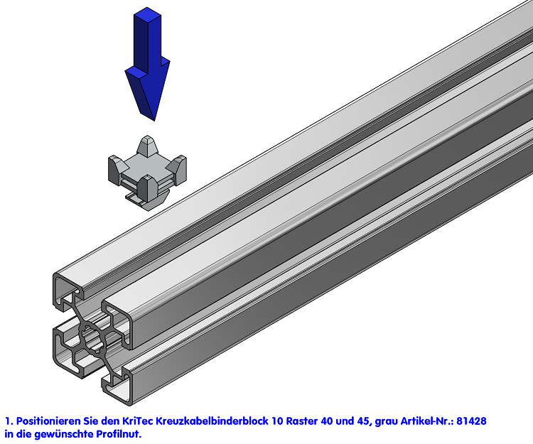KriTec Kreuzkabelbinderblock 10 Raster 40 und 45, grau