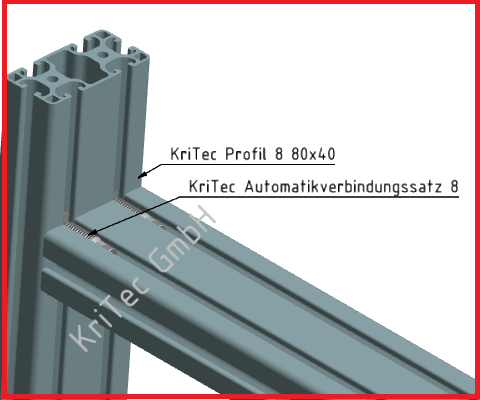 KriTec Automatik-Verbindungssatz 8 Raster 40 mit Nutenstein glatt