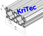 KriTec Linearschlitten-Profilträgerset 8 160x80 schwer, Welle D14, liegend