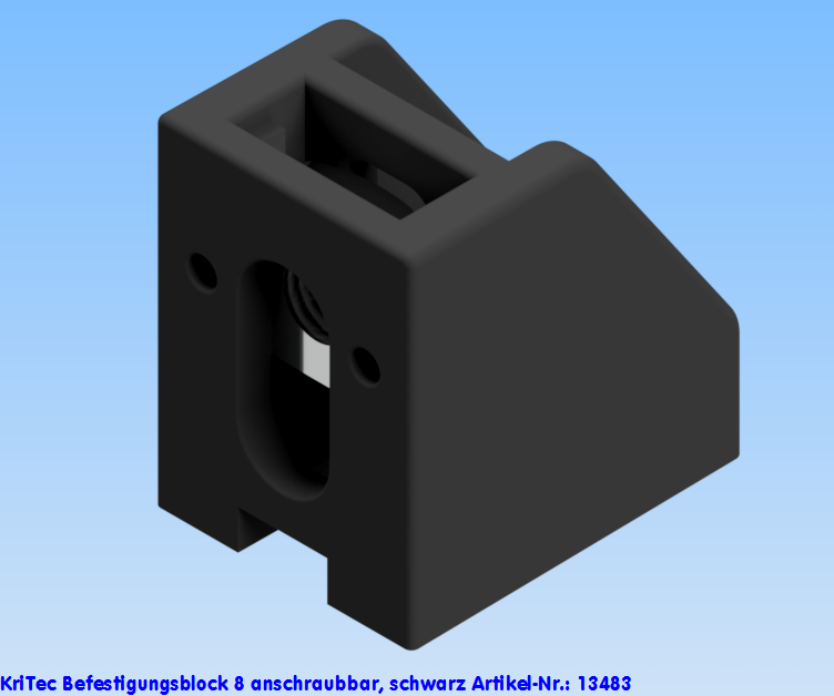 KriTec Befestigungsblock 8 anschraubbar, schwarz