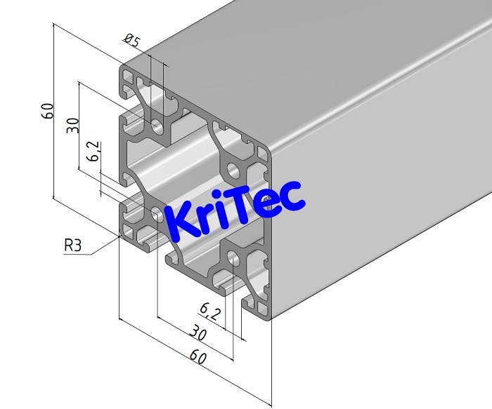 KriTec Profil 6 60x60 4N 90° leicht