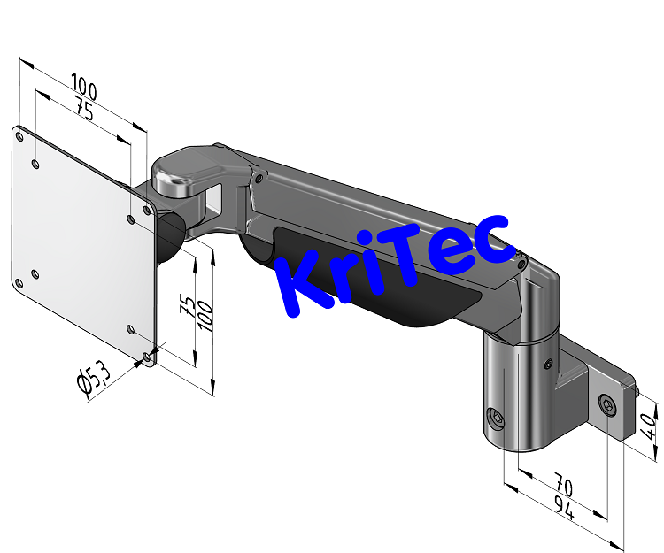 KriTec Monitorarm, höhenverstellbar 4 Gelenke, Premium