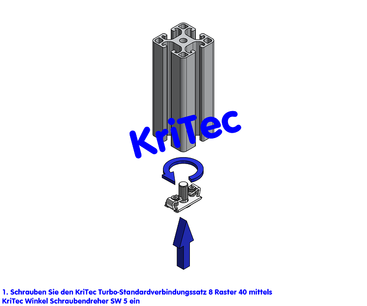 KriTec Turbo-Standardverbindungssatz 8 Raster 40 ohne Bohrung einsetzbar