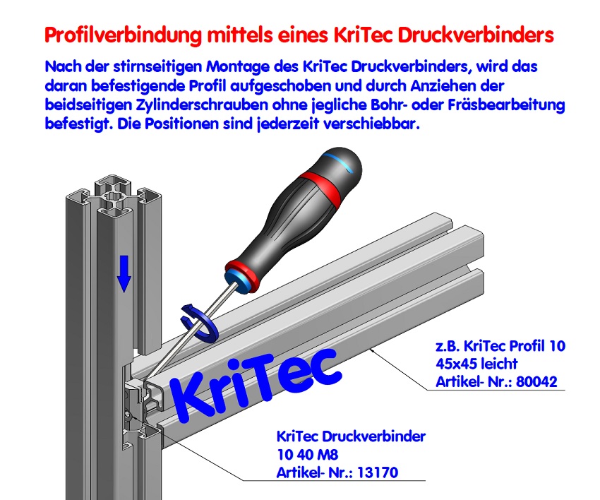 KriTec Druckverbinder 10 40 M8, beidseitig