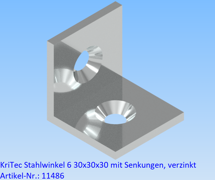 KriTec Stahlwinkel 6 30x30x30 mit Senkung, verzinkt