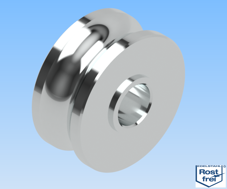 KriTec Laufrolle D14 Rundschliff, VA rostfrei