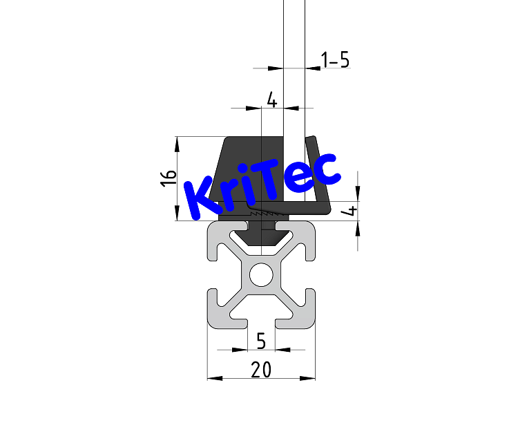 KriTec Klemm-Multiblock 5 Raster 20 PA, schwarz