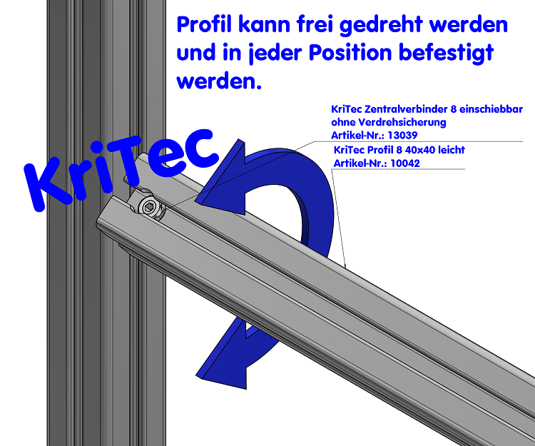 KriTec Zentralverbinder 8 S einschiebbar ohne Verdrehsicherung