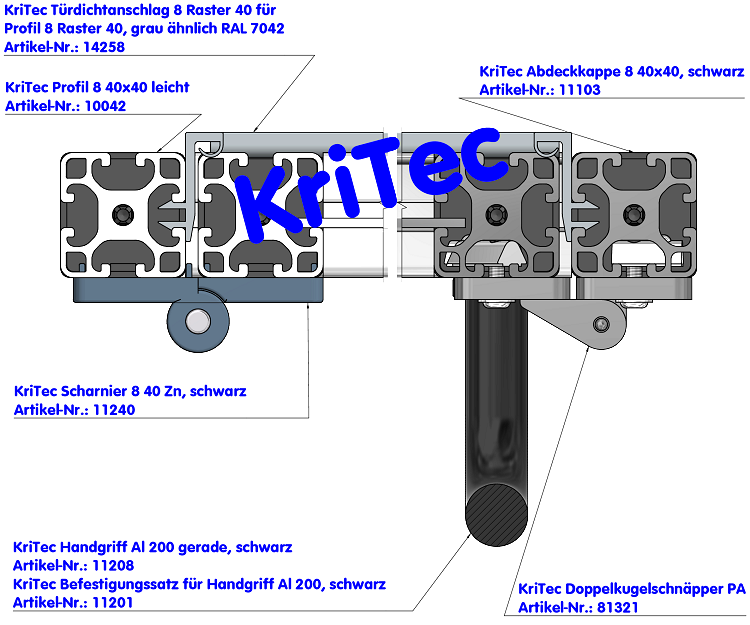 KriTec Handgriff Al 200 gerade, schwarz