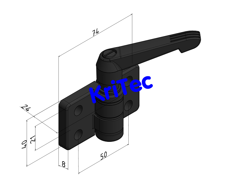 KriTec Scharnier 10 45 Zn mit Klemmhebel