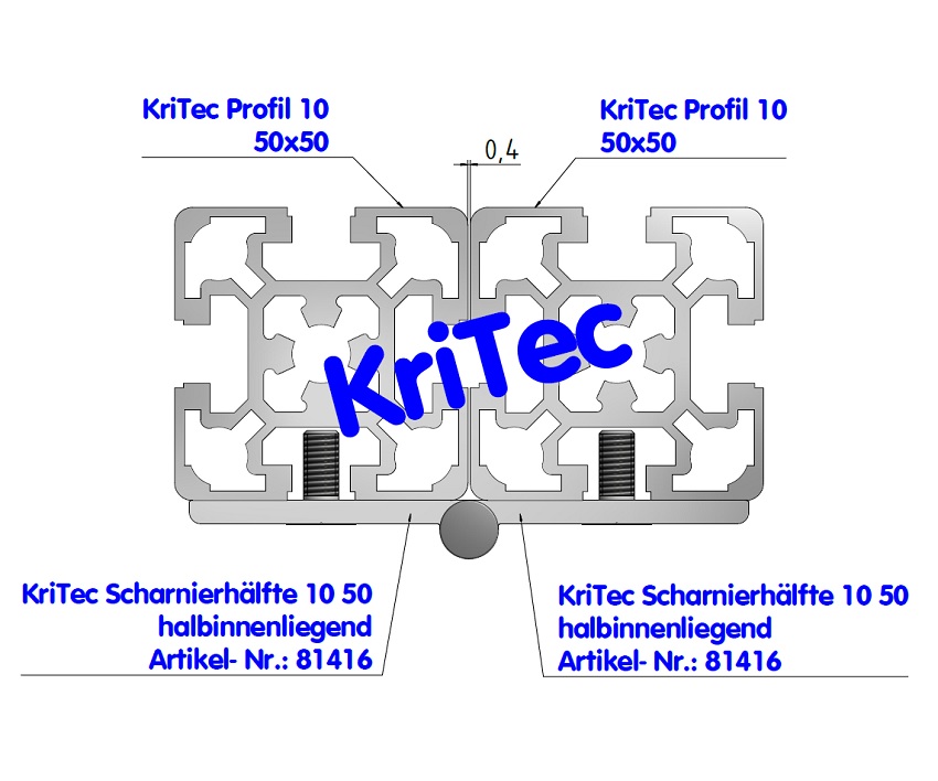KriTec Scharnierhälfte 10 50 halbinnenliegend, eloxiert
