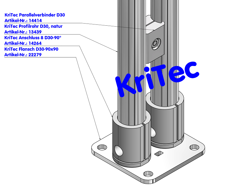 KriTec Flansch D30-90x90