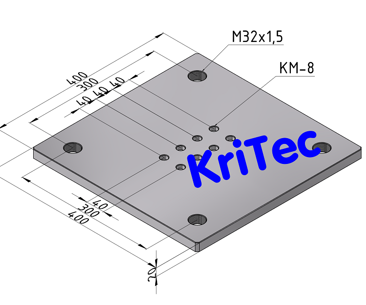KriTec Portalplatte, Aluminium, 400x400x20 für Profil 8 160x80