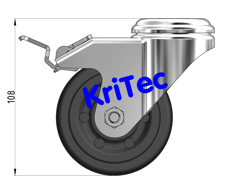 KriTec Lenkrolle D80 Vollgummi schwarz ESD mit Doppelfestbremse