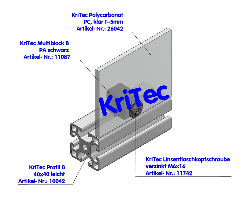 KriTec Multiblock 8 Raster 40 PA, schwarz