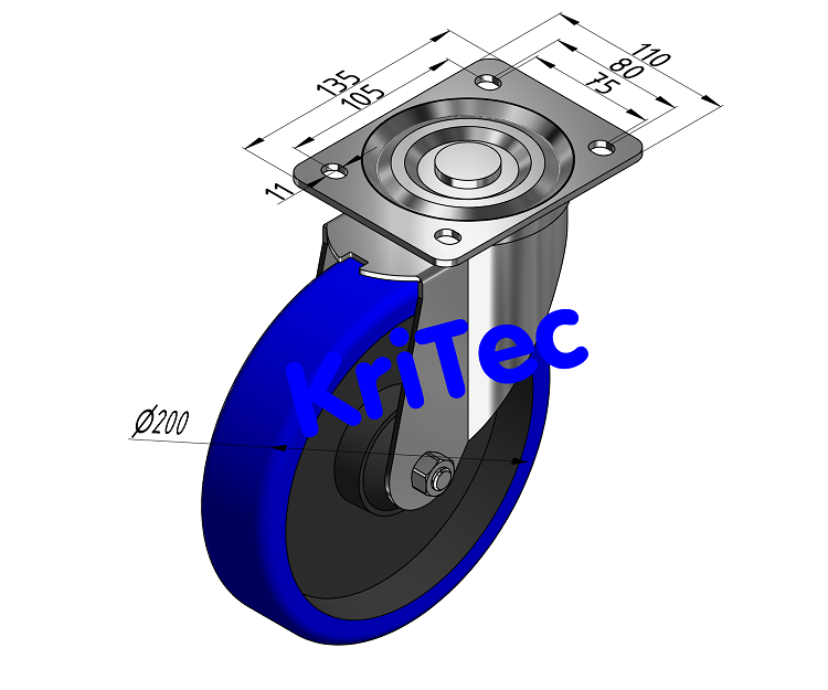 KriTec Lenkrolle D200 blau