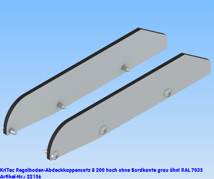 KriTec Regalboden-Abdeckkappensatz 8 200 hoch ohne Bordkante grau ähnlich RAL 7035