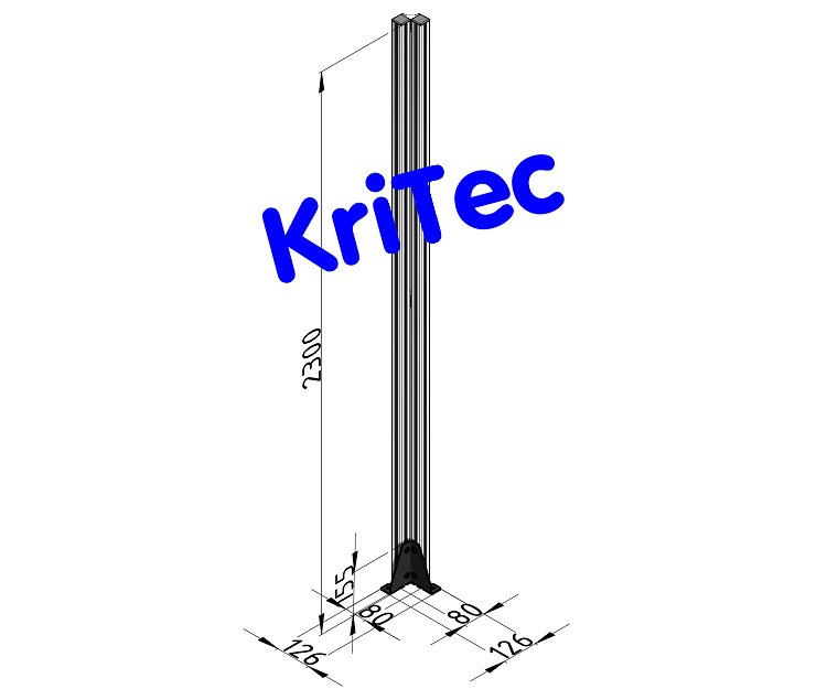 KriTec Pfosten Innenecke Standard Profil 8 40x40 H2.300mm