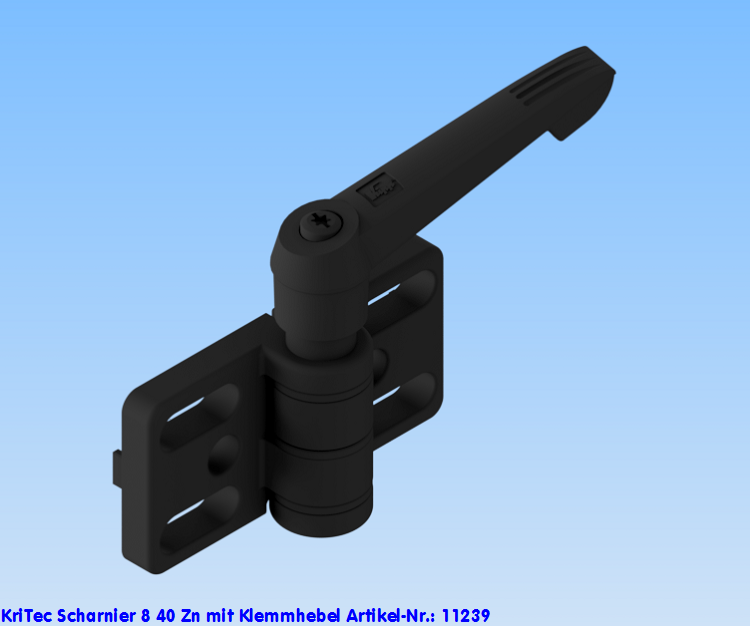 KriTec Scharnier 8 40 Zn mit Klemmhebel, schwarz
