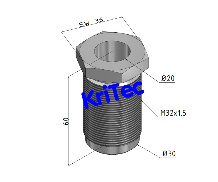 KriTec Bodenhülse M32x1,5-60mm lang verzinkt