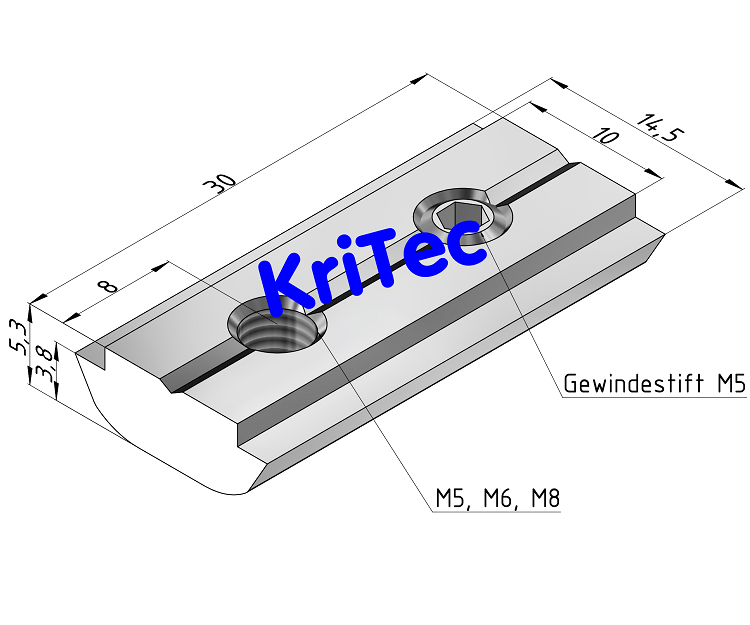 KriTec Nutenstein 10 St mit Gewindestift einschwenkbar