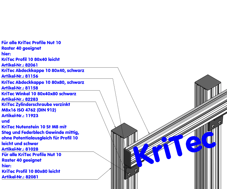 KriTec Winkel 10 80x40x80 schwarz