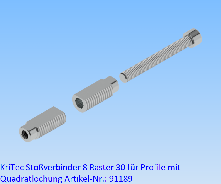 KriTec Stoßverbinder 8 Raster 30 für Profile mit Quadratlochung