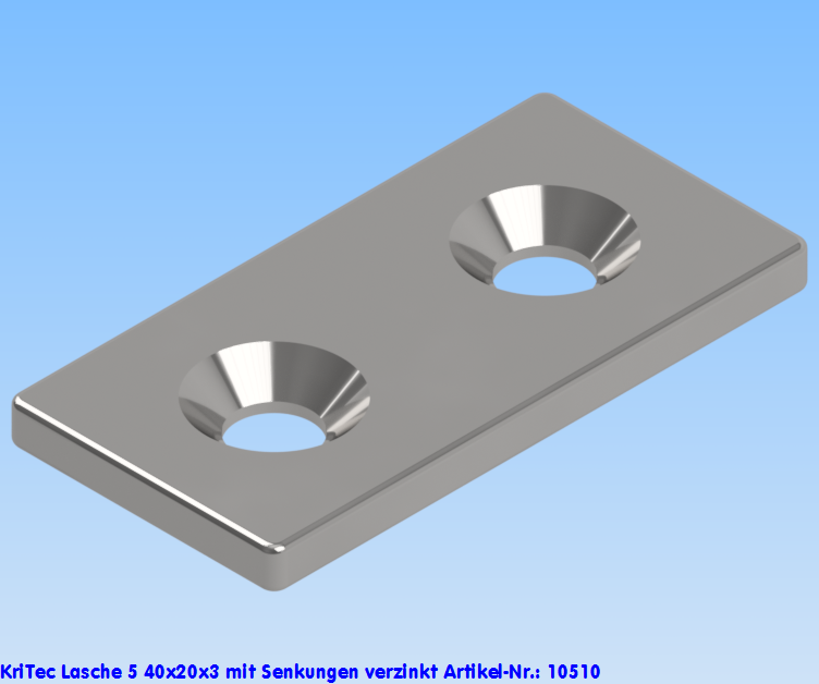 KriTec Lasche 5 40x20x3 mit Senkungen verzinkt