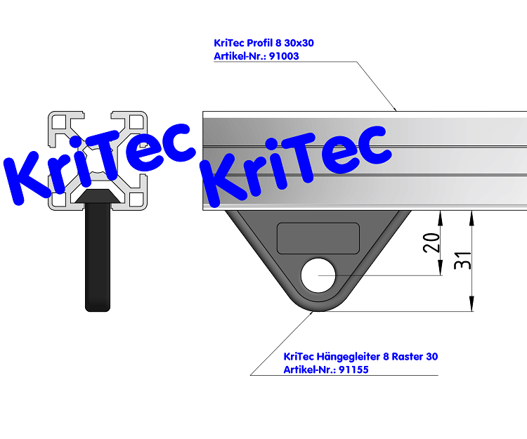 KriTec Hängegleiter 8 Raster 30