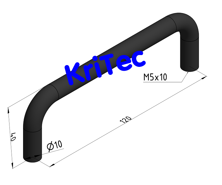 KriTec Handgriff Al 120 gerade, schwarz und silber