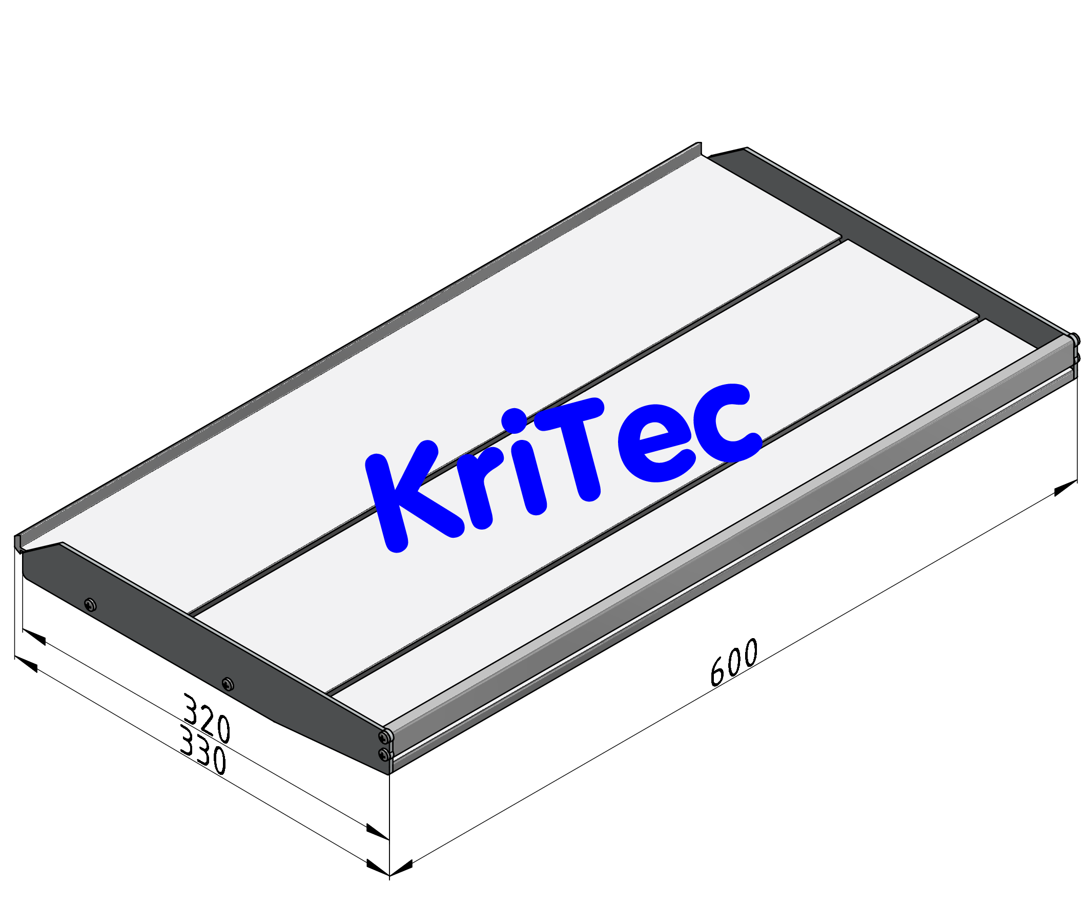 KriTec Regalboden 8 320-600 mit Bordkante, grau ähnlich RAL 7035