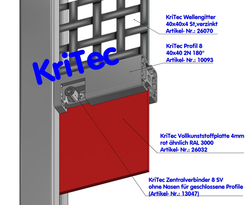 KriTec Profil 8 40x40 2N 180° leicht