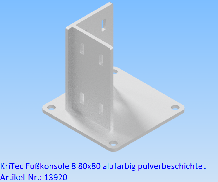 KriTec Fußkonsole 8 80x80 alufarbig pulverbeschichtet