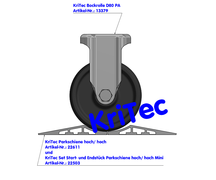 KriTec Set Start- und Endstück Parkschiene hoch/ hoch Mini