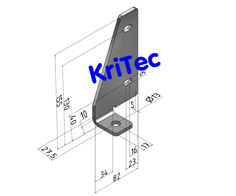 KriTec Bodenadapter linksbündig für Profil 10 50x50, VA rostfrei