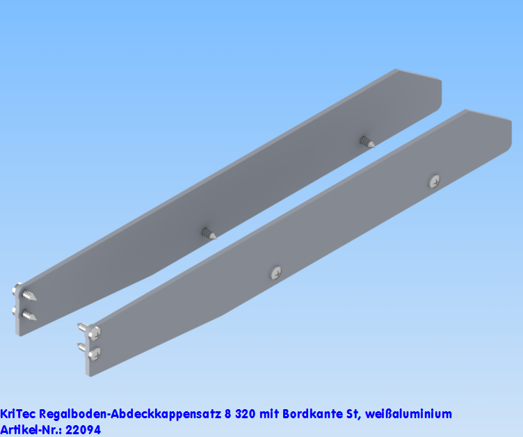 KriTec Regalboden-Abdeckkappensatz 8 320 mit Bordkante St, weißaluminium