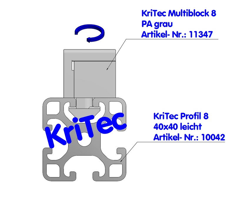 KriTec Multiblock 8 Raster 40 PA, grau
