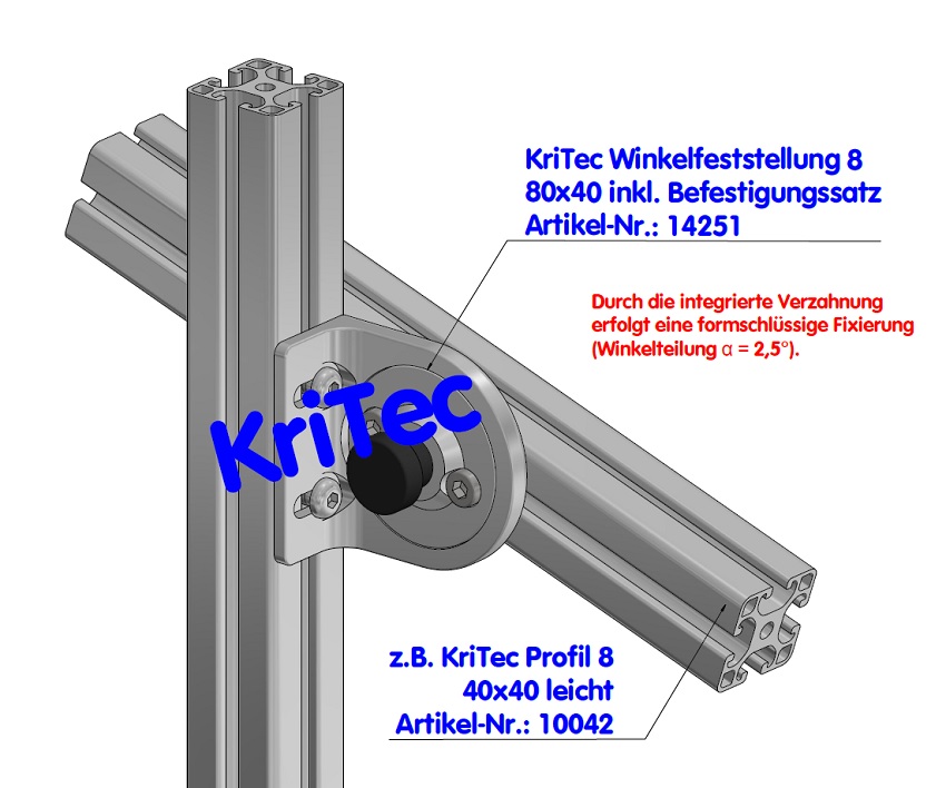 KriTec Winkelfeststellung 8 80x40 inkl. Befestigungssatz
