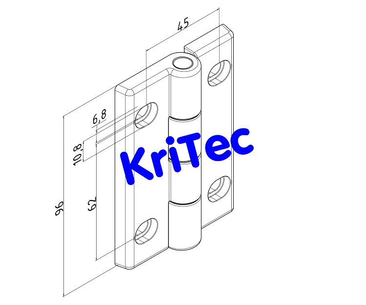 KriTec Schwerlastscharnier 10 Raster 45